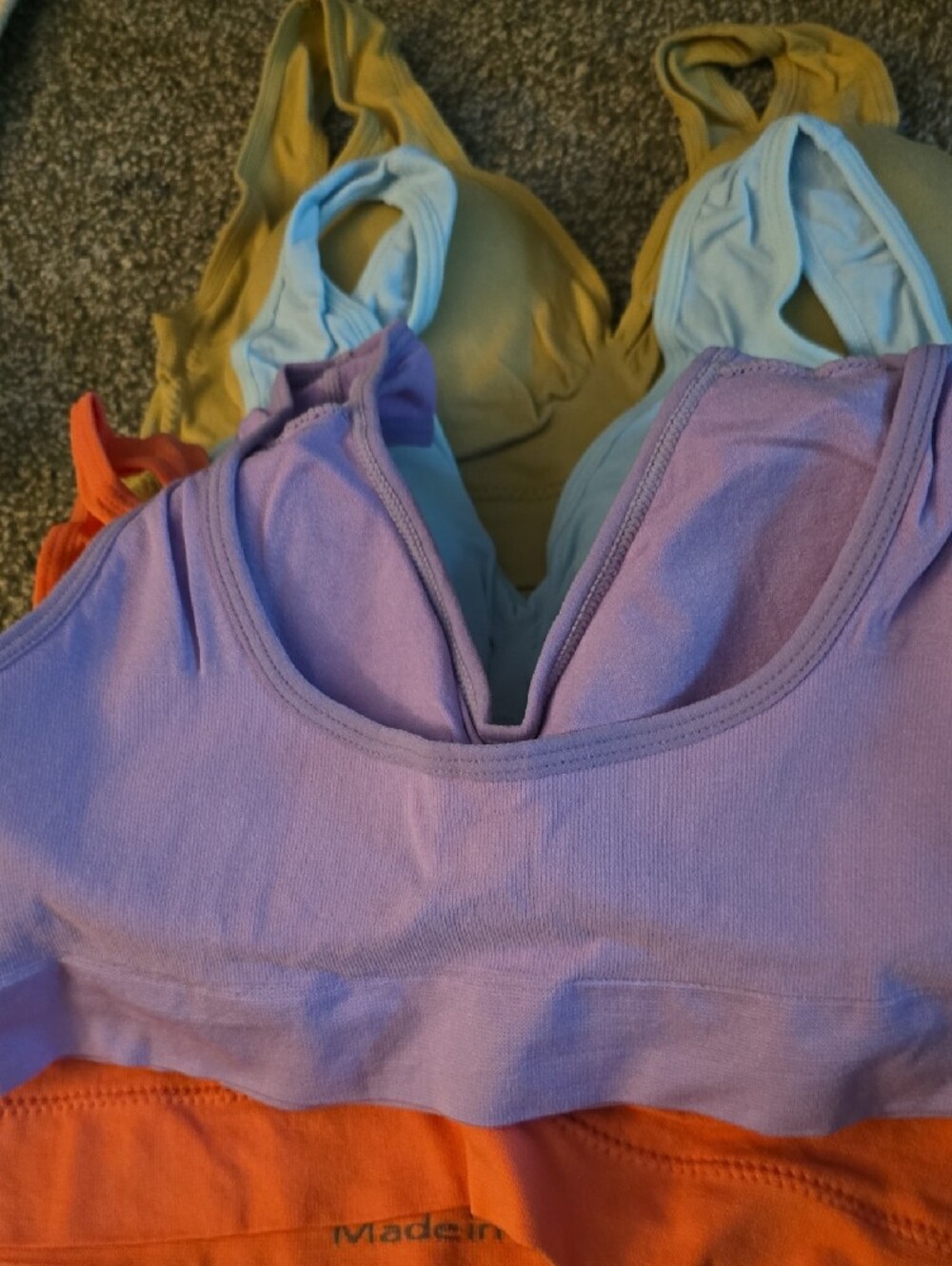 NWOT Everyday Wireless Comfort Bralette - Lavender, Orange, Light Blue, Beige - Picture 2 of 3